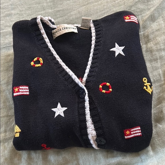 Vintage Marisa Christina Nautical Embroidery cardigan size medium - Picture 4 of 7
